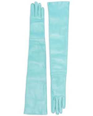Prada Long Leather Gloves - Blue