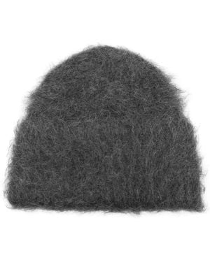 TOTEME Dark Melange Alpaca Polyamide Knit Beanie - Grey