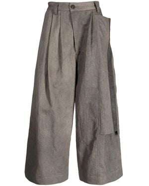 Ziggy Chen Pinstripe Drawstring Trousers - Grey