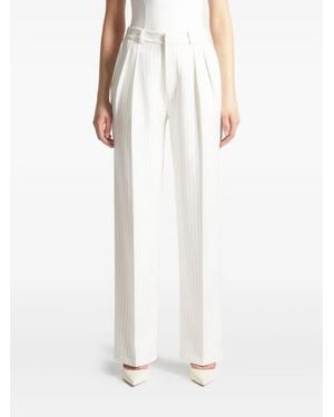 Manière De Voir Julie Pinstripe Twin-Pleat Tailored Trousers - White