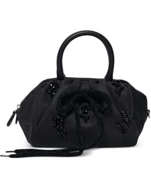 Simone Rocha Beaded-Bow Gathered Shoulder Bag - Black