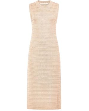 Marie Oliver Isla Sleeveless Ribbed-Knit Midi Dress - Natural