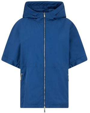 Moorer Hooded Short-Sleeve Jacket - Blue