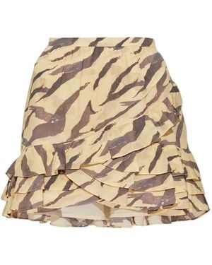 IRO Dauna Tiger-Print Ruffled Mini Skirt - Natural
