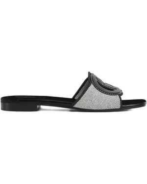 Gucci Sandalias planas con placa del logo - Blanco