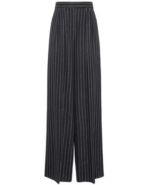 Max Mara Pinstriped Pleated Trousers - Black
