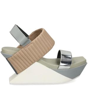 United Nude Delta Wedge Puffier Quilted Metallic Sandals - White