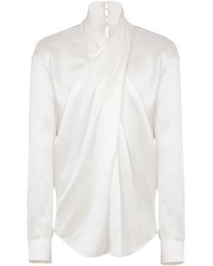 Balmain ドレープ シルクシャツ - ホワイト
