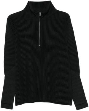Homme Plissé Issey Miyake Zip Pleated Top - Black