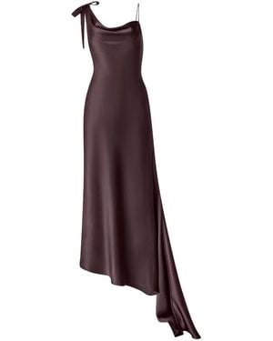 Il Volo Asymmetrical Bow-Detail Midi Dress - Purple
