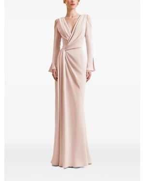 Gemy Maalouf Cold-Shoulder Draped Gown - Pink