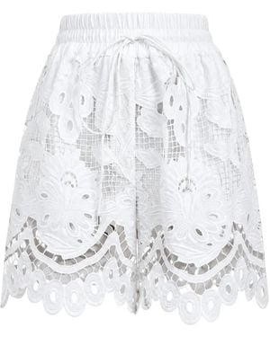 Dolce & Gabbana Shorts Con Encaje Floral - Blanco