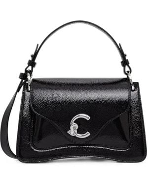 Coccinelle C-Logo Patent Leather Tote Bag - Black