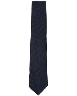 Canali Micro-Pattern Silk Tie - Blue