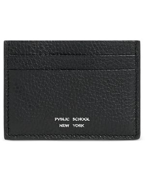 Public School Grained-Leather Card Holder - Black