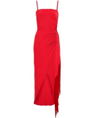 Nissa Fringe-Detail Maxi Dress - Red