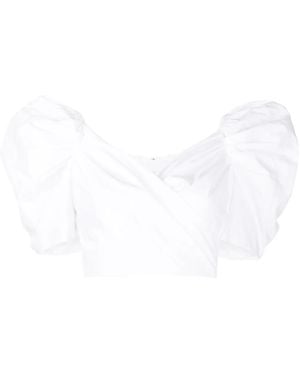 Cara Cara Sara Wrap-Style Cropped Top - White