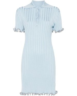 Jil Sander Ribbed-Knit Mini Dress - Blue