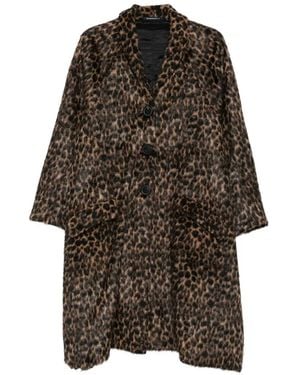 Rundholz Leopard-Jacquard Single-Breasted Coat - Brown