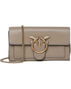Pinko Love Bag Wallet Chain-Link Shoulder Bag - Grey