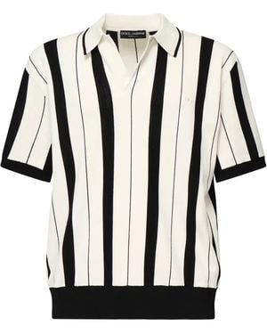 Dolce & Gabbana Striped V-neck T-shirt - Negro