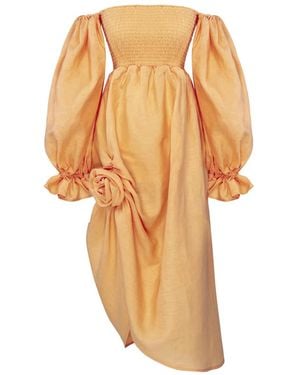Sleeper Robe Froncée Atlanta À Épaules Dénudées - Orange