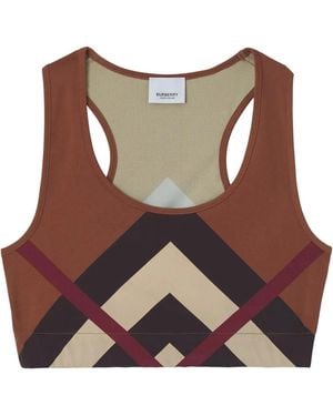 Burberry シェブロン チェック クロップドトップ - ブラウン