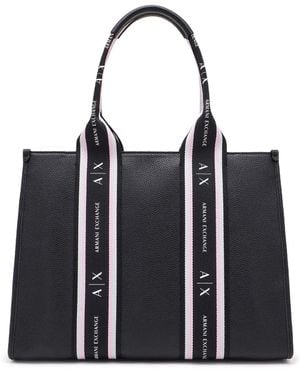 ARMANI EXCHANGE Logo-Strap Tote Bag - Black