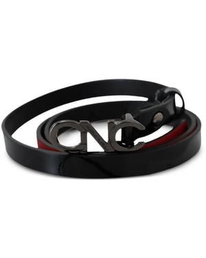 CoSTUME NATIONAL Logo-Buckle Leather Belt - Black