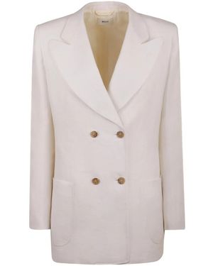 Bally Double-Breasted Linen Blazer - Natural