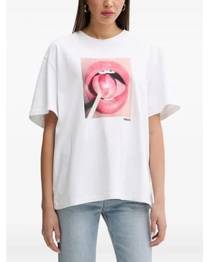 Fiorucci Lips Lollipop Print T-Shirt - White