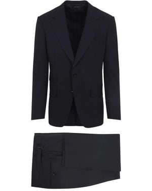 Tom Ford Button Wool Suit - Blue