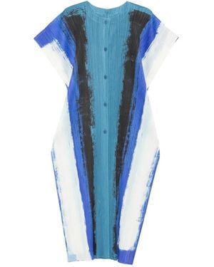 Pleats Please Issey Miyake プリント プリーツドレス - ブルー