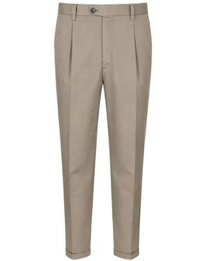 Devore Pleated Turned-Up Trousers - Grey