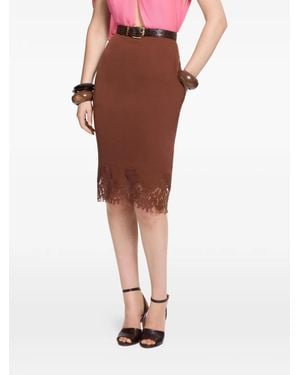 Elie Saab Lace Mid-Length Pencil Skirt - Brown