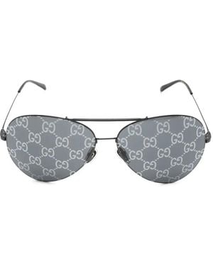 Gucci Monogram-Print Pilot-Frame Sunglasses - Grey