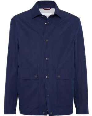 Brunello Cucinelli Linen-Silk Shirt Jacket - Blue