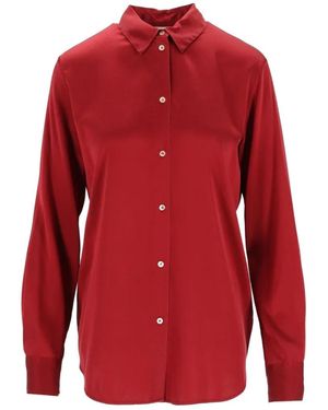 forte_forte Satin-Finish Classic-Collar Shirt - Red
