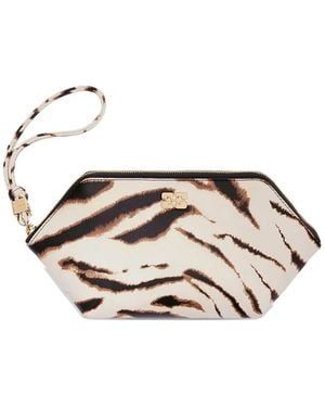 Ganni Bou Zebra-Print Clutch Bag - Metallic