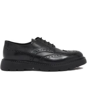 Doucal's Triumph Brogue Calf Leather Lace-Up Derby Shoes - Black