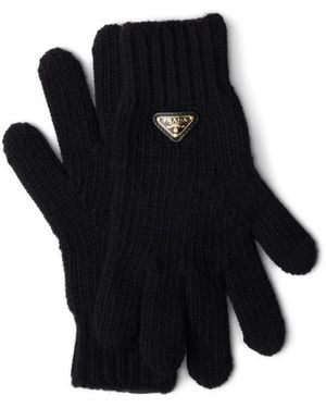 Prada Triangle-Logo Gloves - Black