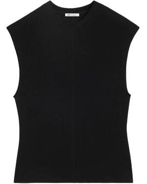 Ami Paris Jersey Sleeveless Fitted Top - Black