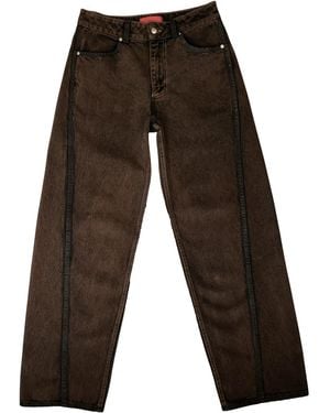 Eckhaus Latta Vaqueros anchos de talle alto - Marrón