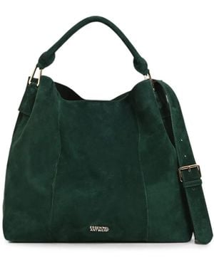 Essentiel Antwerp Sac Porté Épaule Kroon En Daim - Vert