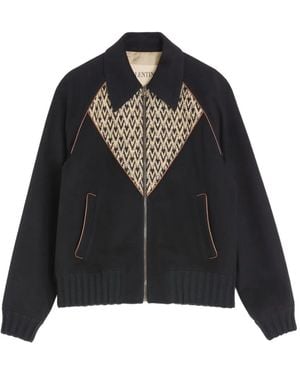 Valentino Garavani Toute La V Jacquard Pattern Bomber Jacket - Black
