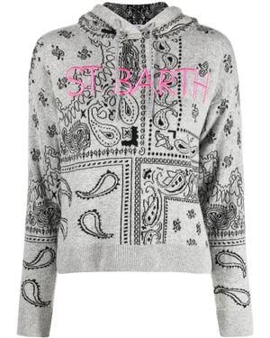 MC2 Saint Barth Paisley-Print Pullover Hoodie - Grey