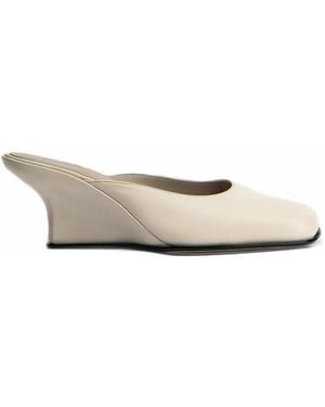 BY FAR Caroo Closed-Toe Wedge Mules - White
