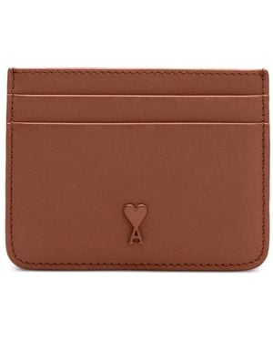 Ami Paris Ami De Coeur Kartenetui Mit Nieten - Braun