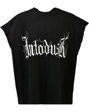 Intodusk Blackletter Logo-Print Cut-Off T-Shirt