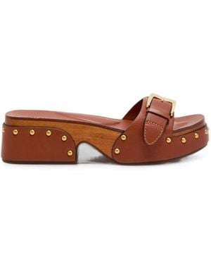 Zimmermann Alight Studded Buckle-Strap Sandals - Brown